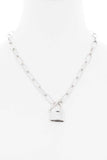 Locker Pendant Toggle Clasp Metal Necklace