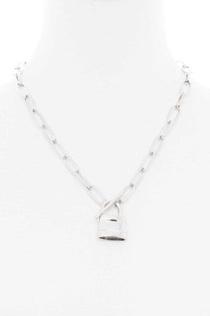 Locker Pendant Toggle Clasp Metal Necklace