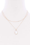 2 Layered Teardrop Pendant Multi Metal Necklace