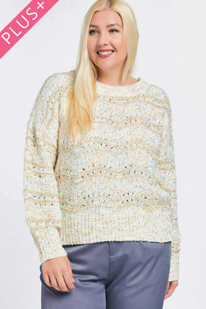 Multi Color Round Neck Long Sleeve Sweater