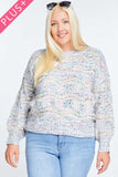Multi Color Round Neck Long Sleeve Sweater
