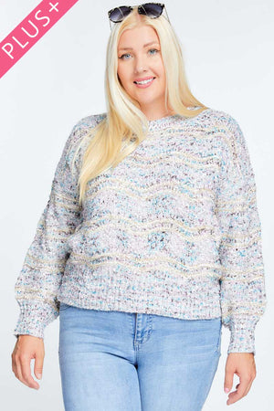 Multi Color Round Neck Long Sleeve Sweater