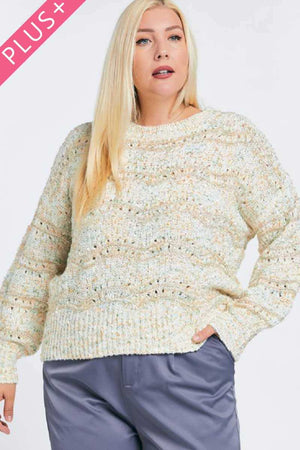 Multi Color Round Neck Long Sleeve Sweater