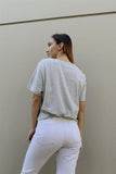 Heather Grey Short Sleeve Crew Neck Knit Front Twist Detail Top