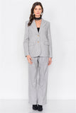 Grey Wool Blazer Office Chic Pleated High-waist Ankle Pant Set