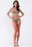 Sexy Fine Fishnet Sheer Mesh Crew Neck Long Sleeve Bodysuit