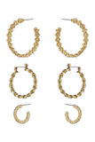 Multi Style Mini Hoop 3 Pair Earring Set