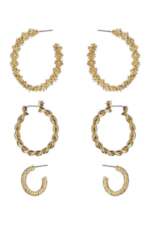 Multi Style Mini Hoop 3 Pair Earring Set
