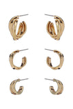 Basic Metal Mini Hoop 3 Pair Earring Set