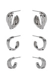 Basic Metal Mini Hoop 3 Pair Earring Set