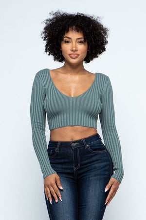 Long Sleeve V-neck Drop Top