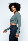 Long Sleeve V-neck Drop Top