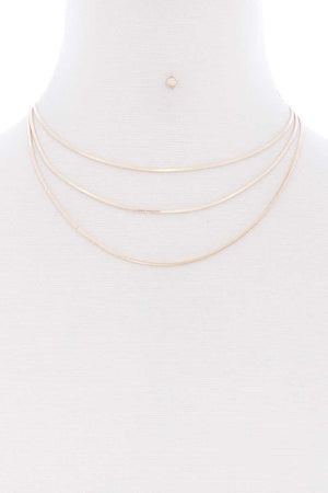 3 Layered Herringbone Chain Necklace Earring Set