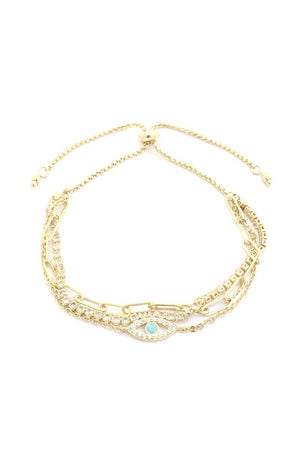 Eye Center Rhinestone Oval Link Adjustable Bracelet