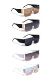 Modern Metal Rimless Flat Top Shield Sunglasses