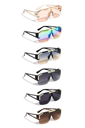 Modern Plastic Shield Triangular Temple Sunglasses