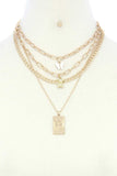 Dainty Butterfly Bear Charm Oval Link Layered Necklace