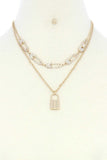 Saftey Pin Charm Link Layered Necklace
