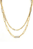 Metal Paper Clip Chain 2 Layered Necklace