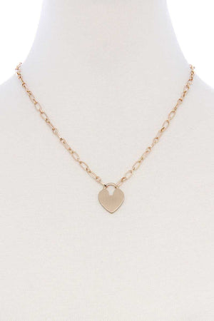 Metal Chain Heart Lock Pendant Necklace
