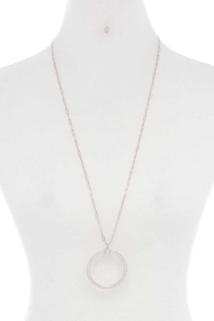 Metal Round Ring Pendant Necklace