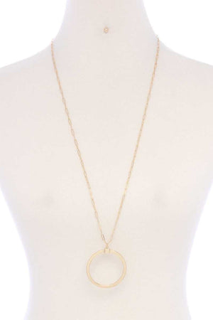 Metal Round Ring Pendant Necklace