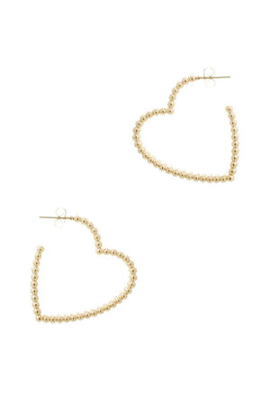 Metal Ball Line Heart Earring