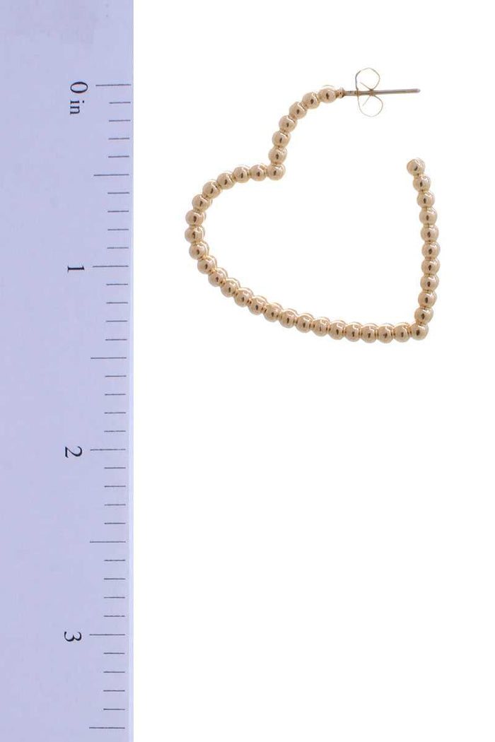 Metal Ball Line Heart Earring