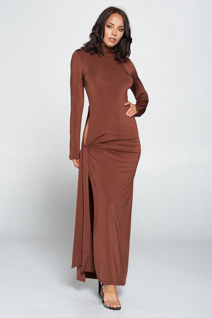 Side Tie Long Sleeve Dress