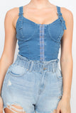 Sweetheart Neck Adjustable Denim Top