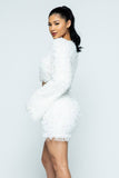 All Feather Fabric Top/all Feather Fabric Tight H-line Mini Skirt Set