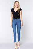 Ruffl Slv V-neck Smocking Woven Top