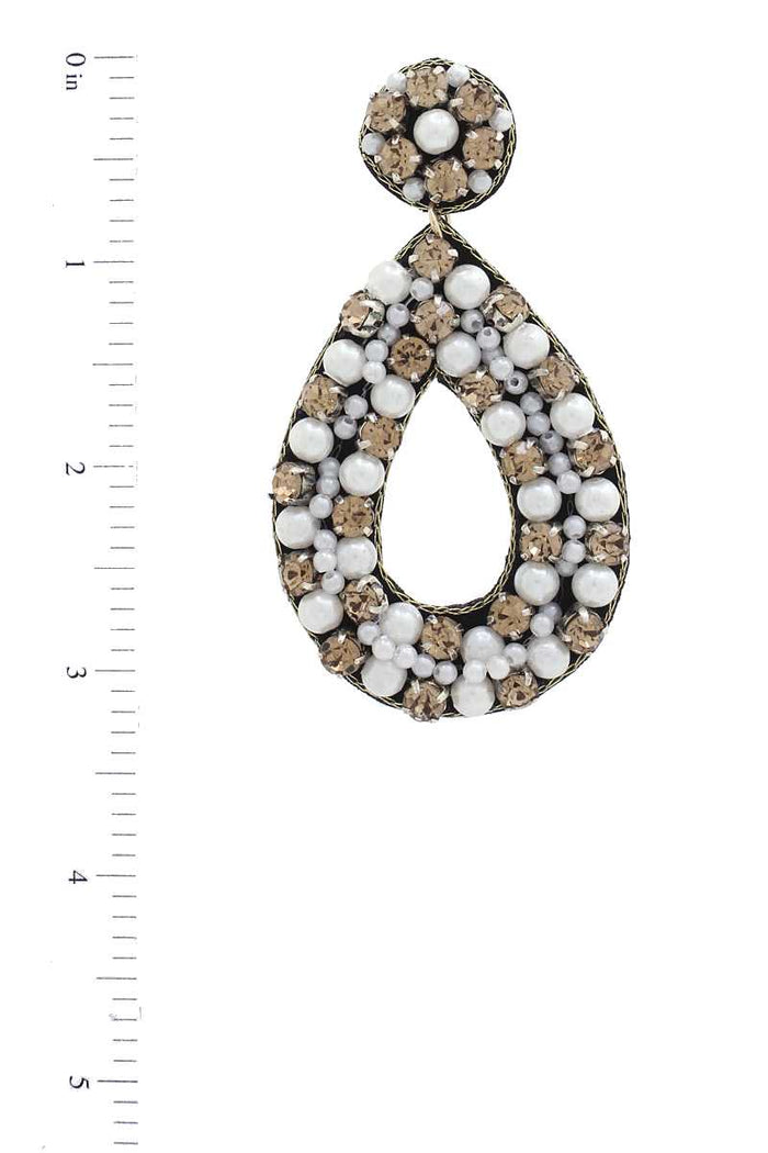 Pearl Rhinestone Teardrop Earring