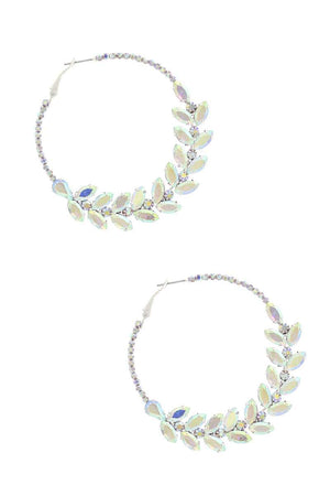 Marquise Shape Rhinestone Hoop Earring