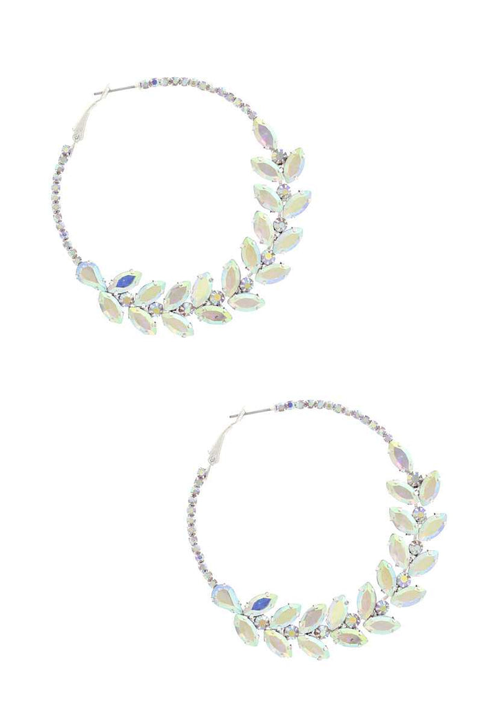 Marquise Shape Rhinestone Hoop Earring
