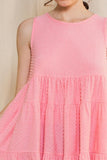 Solid Dotted Knit Sleeveless Babydoll Tank Top