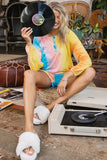 Tie-dye Printed Knit Top And Shorts Set