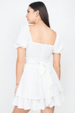 Puff Sleeves Frill Dress