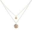 2 Layered Geometric Glass Bead Pendant Necklace