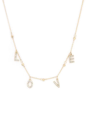 Love Rhinestone Charm Necklace