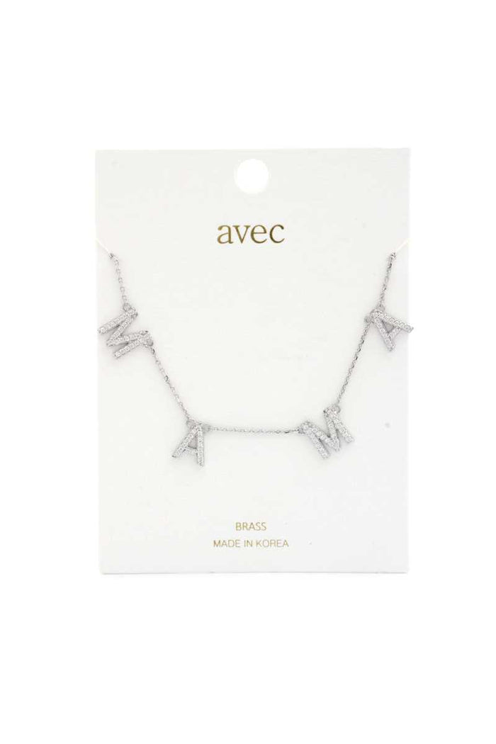 Mama Rhinestone Metal Necklace