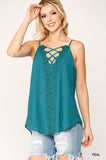 Plunging V-neckline Lattice Top