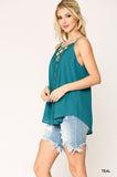 Plunging V-neckline Lattice Top