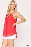 Plunging V-neckline Lattice Top