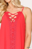 Plunging V-neckline Lattice Top