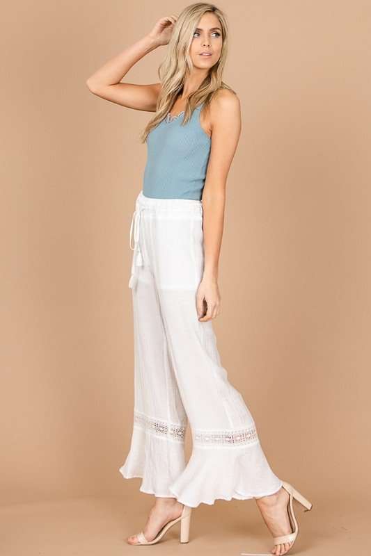 Laced Sheer Wide Leg Palazzo Pants