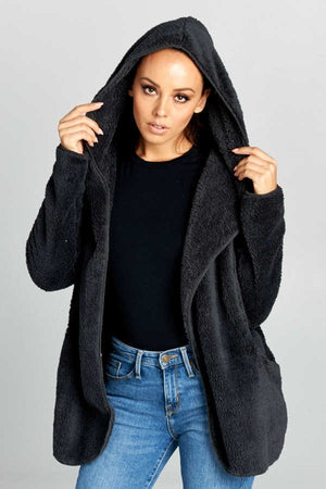 Hooded Fuzzy Fur Jacket