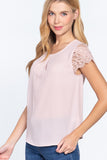 Scallop Lace Slv Woven Top