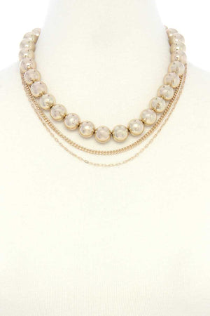Metal Bead Layered Necklace