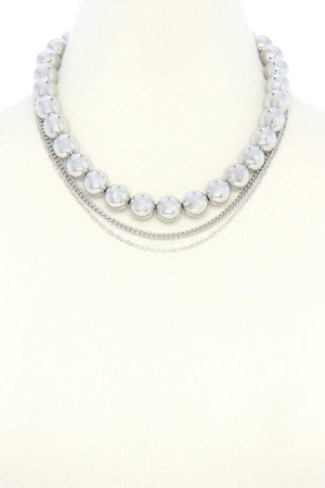 Metal Bead Layered Necklace